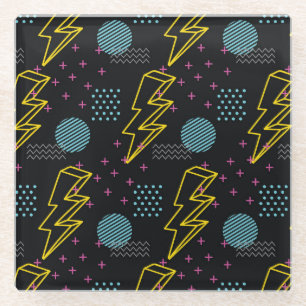 90's style: colourful abstract pattern glass coaster