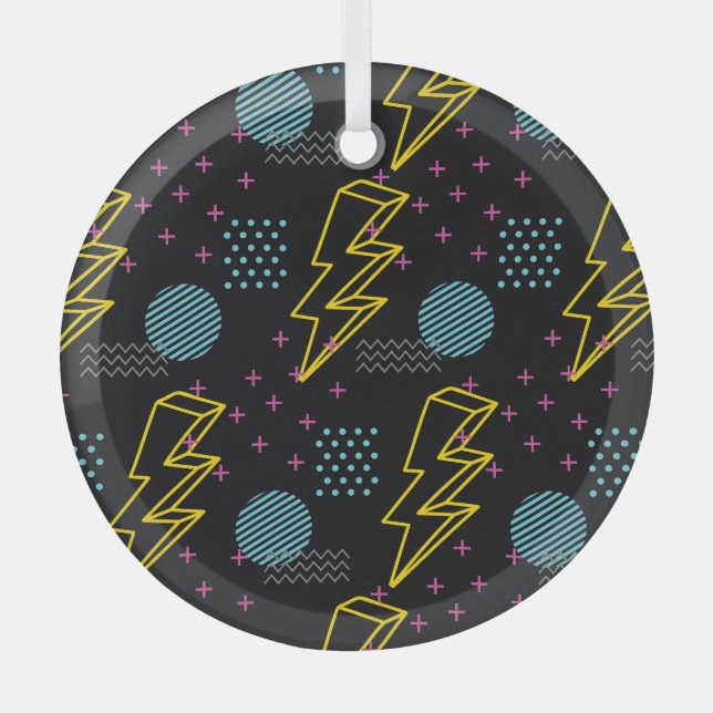 90's style: colourful abstract pattern glass tree decoration (Front)