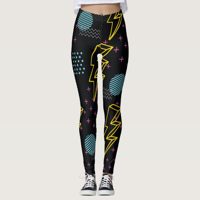 90's style: colourful abstract pattern leggings (Front)