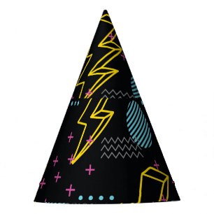 90's style: colourful abstract pattern party hat