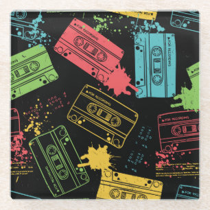 90s Style Cool Grunge Cassettes Glass Coaster