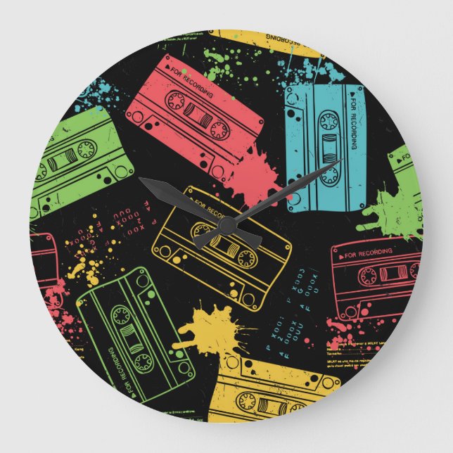 90s Style Cool Grunge Cassettes Large Clock (Front)