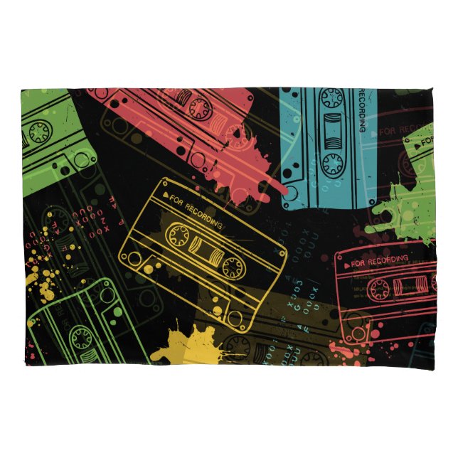 90s Style Cool Grunge Cassettes Pillowcase (Front)