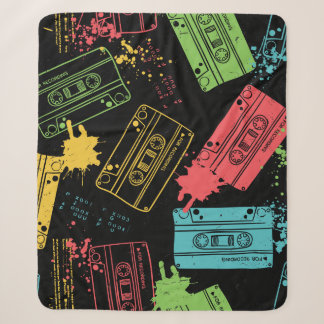 90s Style Cool Grunge Cassettes Sherpa Blanket