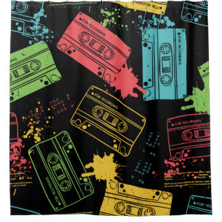 90s Style Cool Grunge Cassettes Shower Curtain