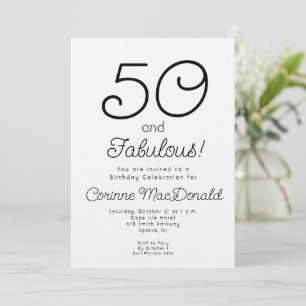 90's style Fifty and Fabulous 50th Birthday Party Invitation