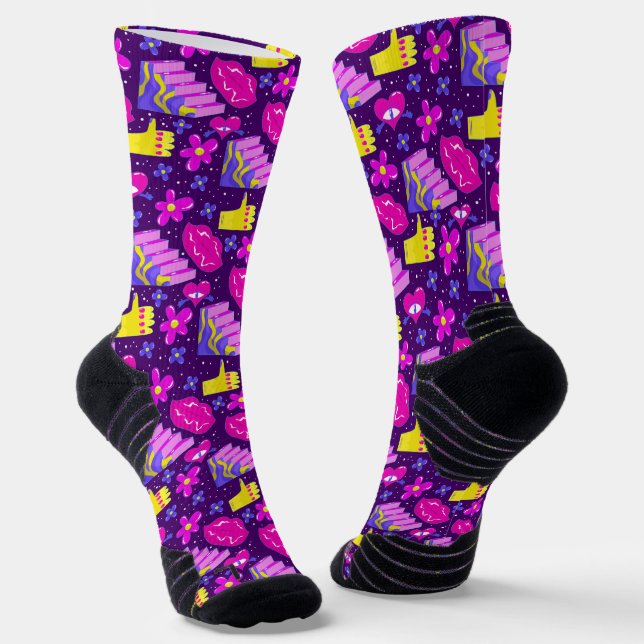 90s Style Socks, Y2K Retro Style Socks (Angled)