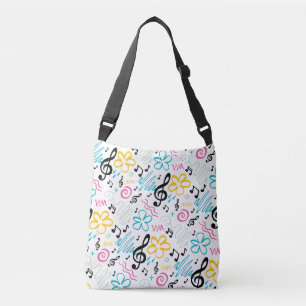 90s Style Treble Clef Music Crossbody Bag