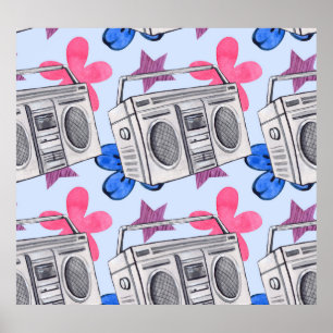 90s Style: Watercolor Seamless Pattern Poster