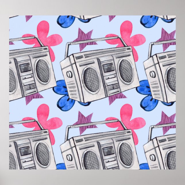 90s Style: Watercolor Seamless Pattern Poster (Front)