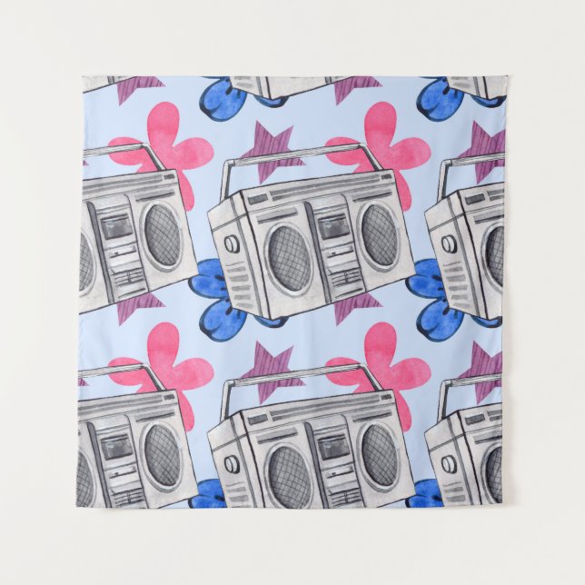 90s Style: Watercolor Seamless Pattern Tapestry (Front)