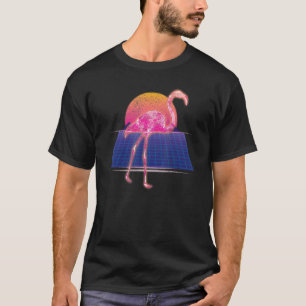 90s Sunset Vaporwave Tropical Animal Synthwave Pin T-Shirt
