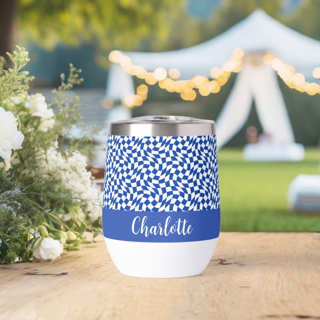 90's theme blue chequered name monogram (Wedding (Rotated))
