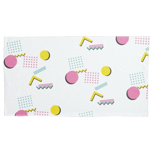 90s Theme Colourful Retro Memphis Pattern Pillowcase (Front)