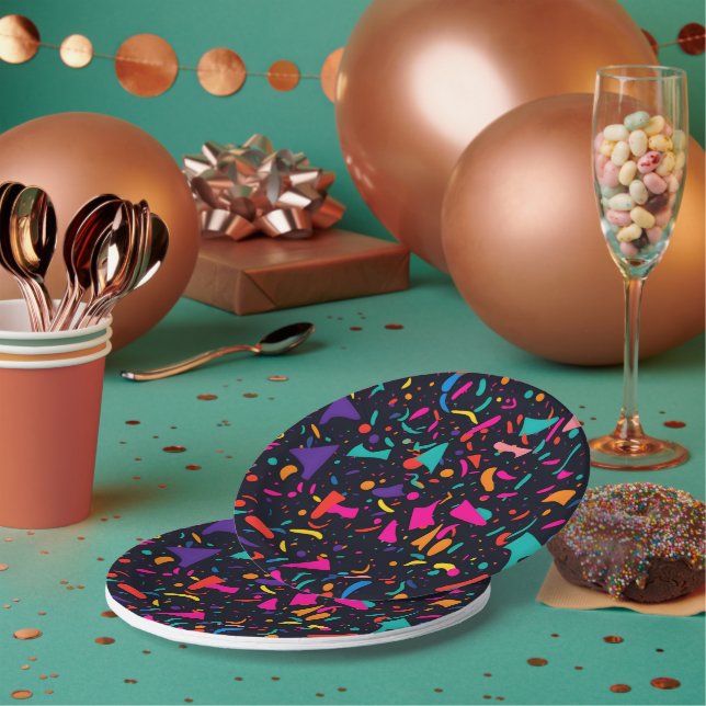 90's Theme Confetti Paper Plate Birthday Party (Multi)
