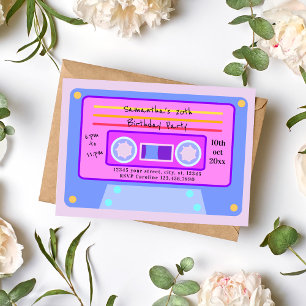 90's Vaporwave Pastel Cassette Birthday Party Invitation
