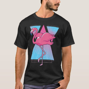 90s Vaporwave Tropical Bird Exotic Animal Pink Fla T-Shirt