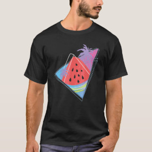 90s Vaporwave Tropical Fruit Palm Trees Exotic Wat T-Shirt