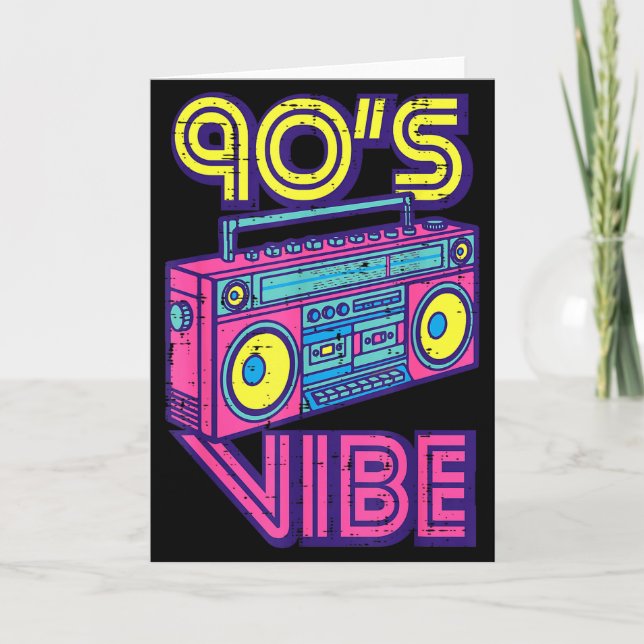 90s Vibe Boom Box Radio Retro Music Lover Men Wome Card (Front)