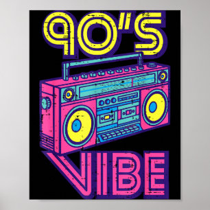 90s Vibe Boom Box Radio Retro Music Lover Men Wome Poster