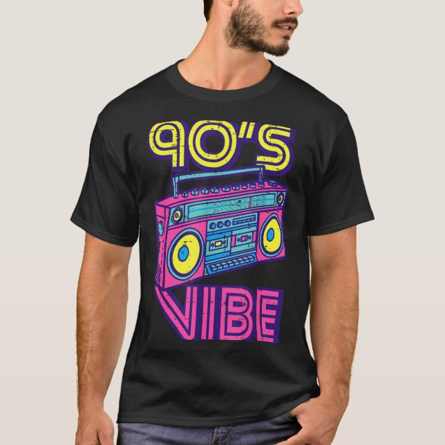 90s Vibe Boom Box Radio Retro Music Lover Men Wome T-Shirt (Front)