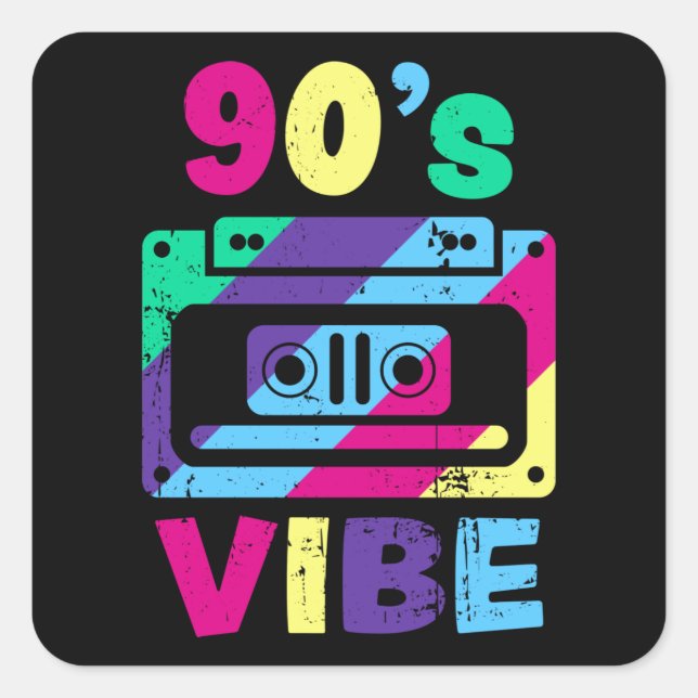 90s Vibe Retro Aesthetic 90's Costume Party Outfit Square Sticker (Front)