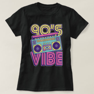 90s Vibe Retro Boombox Neon Aesthetic Design T-Shirt