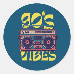 90's vibe vintage Boombox    Classic Round Sticker