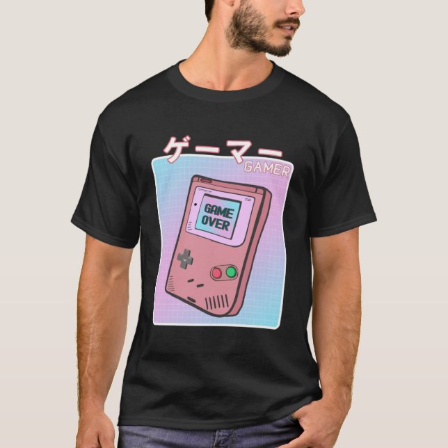 90s Video Game  Japanese Aesthetic Vaporwave Gamer T-Shirt (Front)