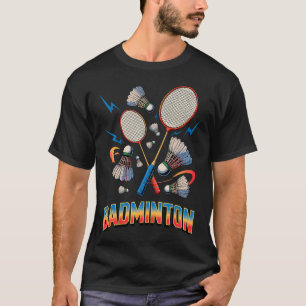 90S Vintage Badminton Player Shuttlecock Racket T-Shirt