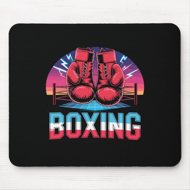 90s Vintage Boxing Gloves Fighter Boxer  Mouse Mat (Front)