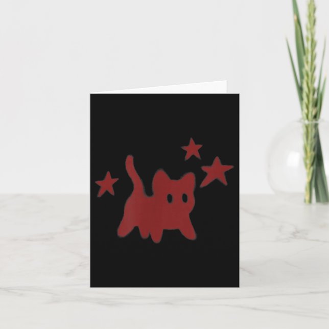 90s Y2k Scary Cat Tomcat Is Scared Under Starry Card (Front)