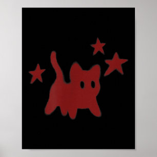 90s Y2k Scary Cat Tomcat Is Scared Under Starry Poster