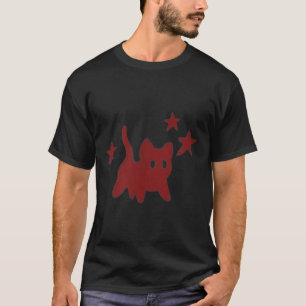 90s Y2k Scary Cat Tomcat Is Scared Under Starry T-Shirt