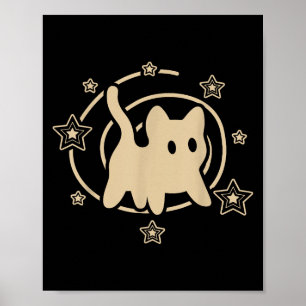 90s Y2k Scary Tomcat Cat Is Scared Under Starry Ta Poster