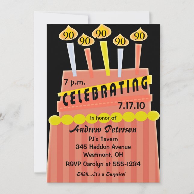 90th - 99th Birthday Party Personalised Invitation (Front)