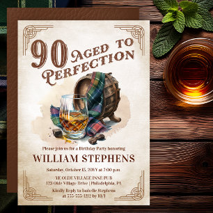 90th Aged to Perfection Scotch Birthday Party  Invitation