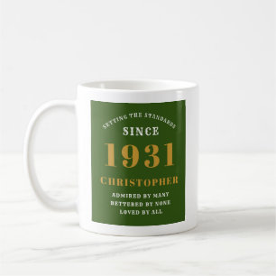 90th Birthday 1931 Elegant Chic Green Personalised Coffee Mug