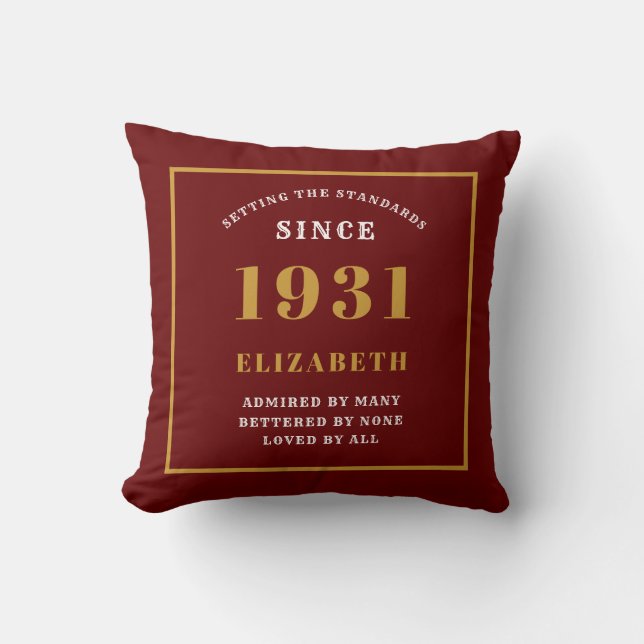 90th Birthday 1931 Elegant Chic Red Personalised Cushion (Front)