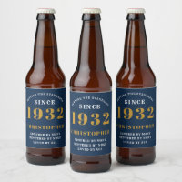 90th Birthday 1932 Blue Gold Retro Add Name