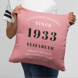90th Birthday 1933 Pink Girly Elegant Chic Cushion