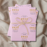 90th Birthday 1935 Add Name Pink Grey Wrapping Paper Sheet<br><div class="desc">A personalised wrapping paper design for that birthday celebration for a special person. Add the name to this vintage retro style pink and grey design for a custom birthday gift. Easily edit the name and year with the template provided. A wonderful custom birthday gift. More gifts and party supplies for...</div>