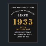 90th Birthday 1935 Black Gold Postcard<br><div class="desc">Elegant Black and Gold 90th Birthday Invitation - Create Your Own Personalised Design. Setting the stage for a remarkable celebration starts with the perfect invitation. Our elegant black and gold 90th birthday invitation is the perfect choice for this milestone event. Bathed in black for a touch of sophistication and adorned...</div>