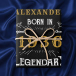 90th Birthday 1936 Legend Vintage Black Wrapping Paper Sheet<br><div class="desc">A personalized classic wrapping paper for that 90th birthday gentleman born in 1936. Add the name to this vintage retro style black, white and gold design for a custom birthday gift. Easily edit the name and year with the template provided. A wonderful custom black birthday gift. More gifts and party...</div>