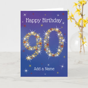 90th Birthday - 90 in Stars - Blue - Age 90 Card