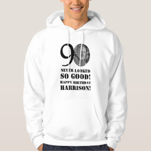 90th Birthday 90 Never Looked So Good Custom Photo Hoodie