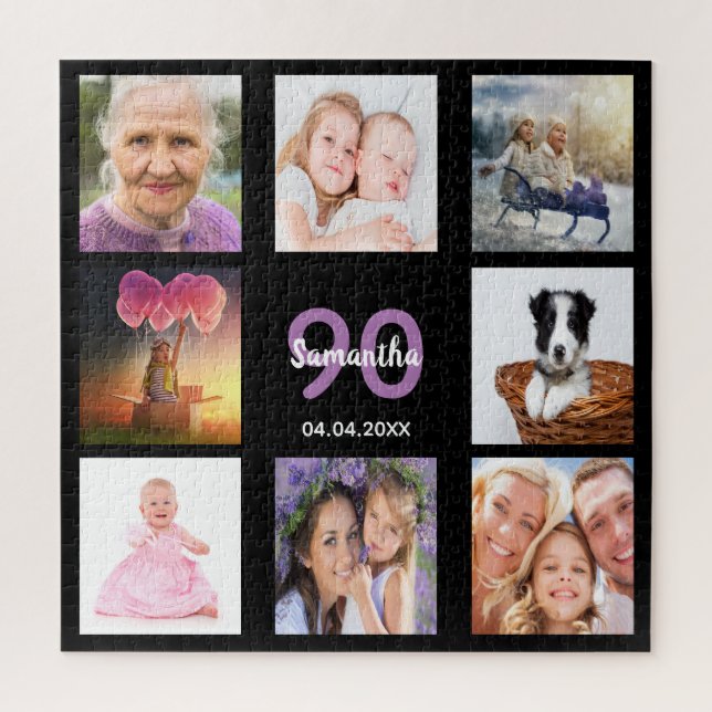 90th birthday 90 photo collage black woman jigsaw puzzle (Vertical)