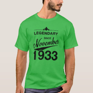 90th Birthday 90 Year Old Born November 1933 Gift T-Shirt