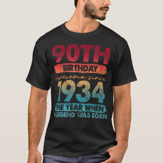 90Th Birthday 90 Year Old Gifts Vintage 1934 Limit T-Shirt