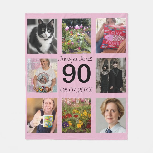 90th birthday 90 years old ninety ninetieth gift fleece blanket (Front)